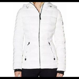 NEW!!! Nautica white Women's Water Resistant Puffer Hooded Jacket, small